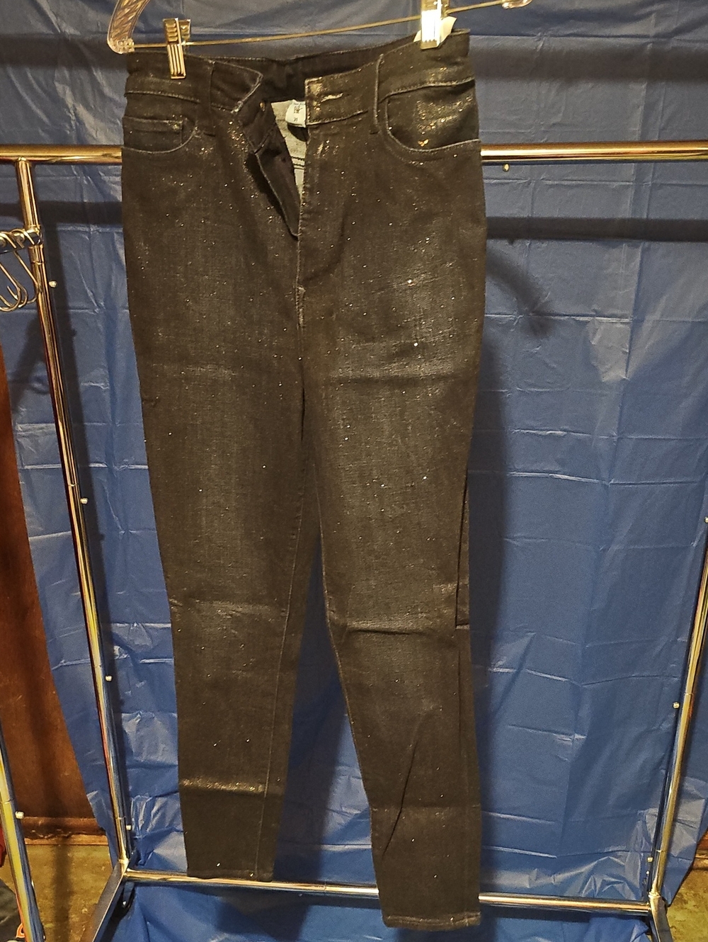 True Religion Black Skinny Jeans with Metallic Speckle